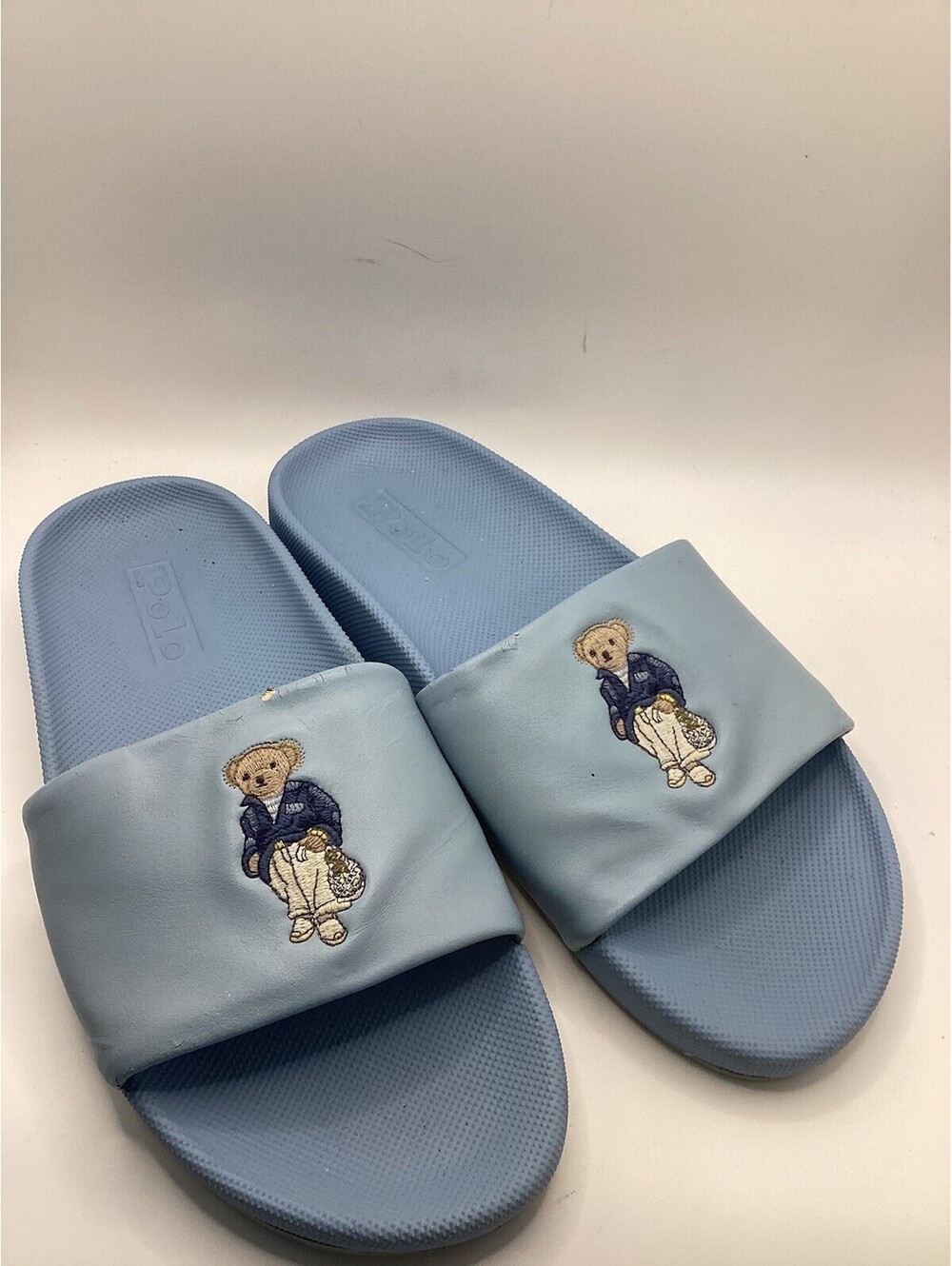 Polo Ralph Lauren Polo Bear Cayson Slides White Beach Pool Sandals Size 7